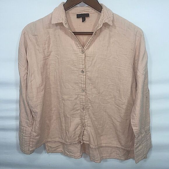 Women's TopShop Rose Pink Button Down Shirt - Picture 2 of 15